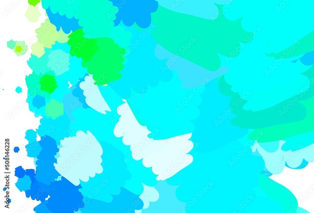 Poster light blue, green vector background with abstract shapes.