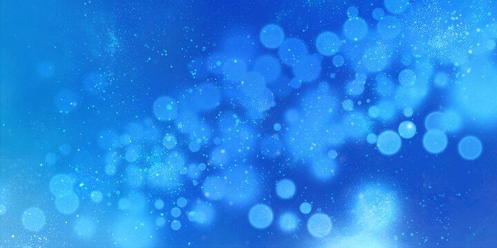 キラキラした青色の背景素材イラスト　泡　イルミネーション