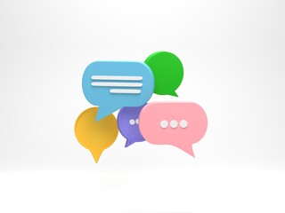 3D rendering, 3D illustration. Chat Bubble icons isolated on white background. Talk balloon icon. Speech bubble symbol.