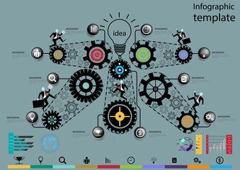 Illustration business.design modern  idea and concept think creativity. for brainstorm,Social network,success,plan,think,search,analyze,communicate, futuristic idea innovation technology.