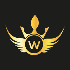 Letter  W  Queen Logo Design vector templet  crown logo Elegant monogram gold logo for Royalty,