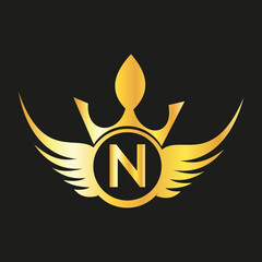 Letter  N  Queen Logo Design vector templet  crown logo Elegant monogram gold logo for Royalty,