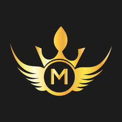 Letter  M  Queen Logo Design vector templet  crown logo Elegant monogram gold logo for Royalty,