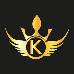Obraz premium Letter K Queen Logo Design vector templet crown logo Elegant monogram gold logo for Royalty,