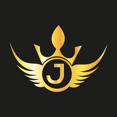 Letter  J  Queen Logo Design vector templet  crown logo Elegant monogram gold logo for Royalty,
