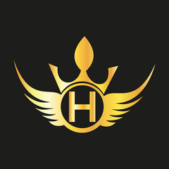 Letter  H  Queen Logo Design vector templet  crown logo Elegant monogram gold logo for Royalty,