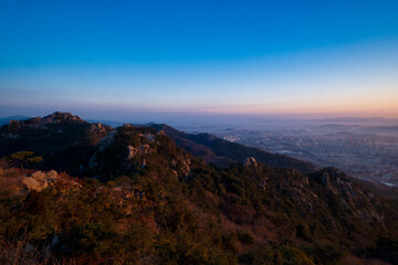Naklejka na ściany i meble Scenic view of Mt.Yongbongsan during sunrise