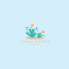 coral reef logo marine design vector icon illustration