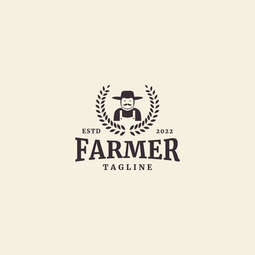 farmer  garden  isolated wheat retro style logo vector icon symbol illustration design
