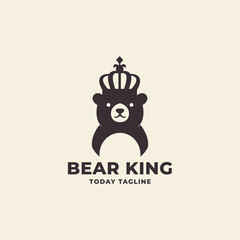 Fototapeta premium bear logo wearing a crown vector icon symbol illustration design