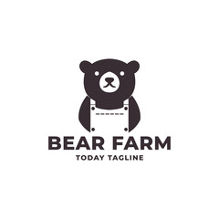 Fototapeta premium bear logo with farmer concept vector icon symbol design illustration