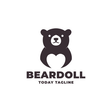 bear logo with love vector icon symbol illustration design