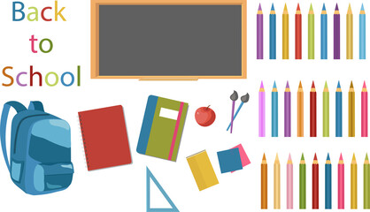 Back to school  supplies and items set isolated on white background, Sale leaflet and advertising. concept for web and promotional materials