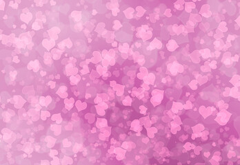Abstract pink-purple bokeh glitter light background with heart pattern. Ideal for card, valentine’s background , web display etc.,
