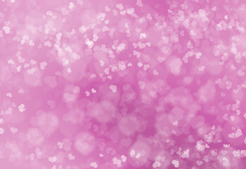 Valentine heart bokeh glitter on pink-purple background.
