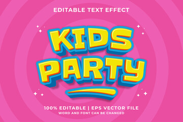 3d Kids Party Cartoon Editable Text Effect Premium Vector