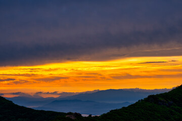 Scenic view of Mt.Unjangsan during sunrise