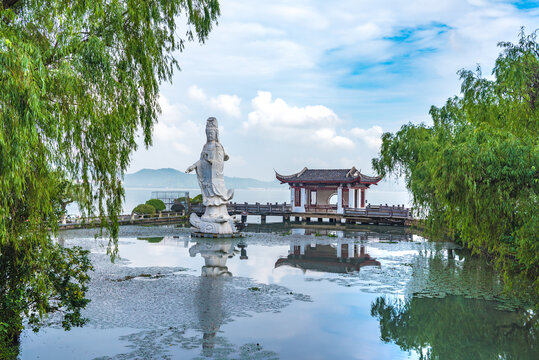 Dongqian Lake Tourist Area, Ningbo City, Zhejiang Province, China.