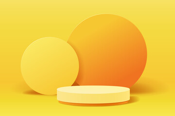 yellow orange abstract 3D minimal geometric shape scene for product presentation background