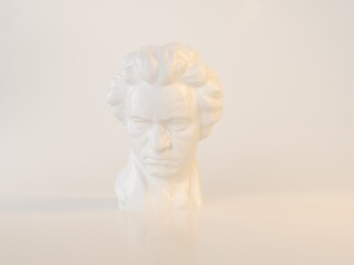 3D rendering of the head of the musician Beethoven
