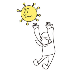 ウイルスを投げる子供のイラスト素材