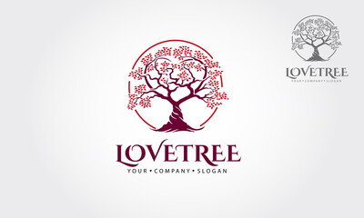 Love Tree Vector Logo Illustration. This logo symbolize a protection, peace,tranquility, growth, and care or concern to development.