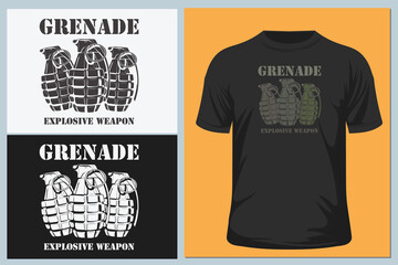 Grenade. Print for t-shirts and another, trendy apparel design