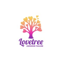 Obraz premium Vector Logo Illustration Love Tree Gradient Colorful Style.