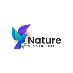 Vector Logo Illustration Nature Bird Gradient Colorful Style.