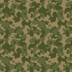 Fototapeta premium Green camouflage seamless pattern. Vector camo military background. Fabric textile print template.