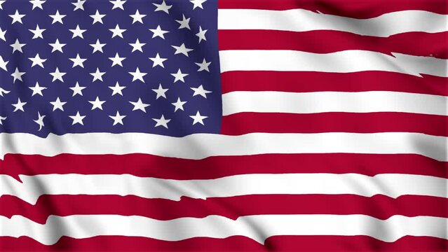 United States of America’s national flag is waving in the seamless video. Animated USA flag video. Close up USA national flag. Smooth fabric waves. 