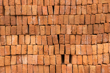 orange block brick background preparing for construction