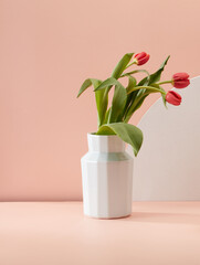 A bouquet of tulips in a vase