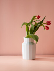 A bouquet of tulips in a vase