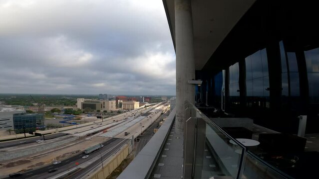 Cars drive on I4 Downtown Orlando 