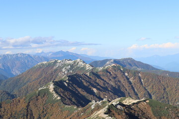 大天井からみる燕岳方面、夕日、百名山、長野