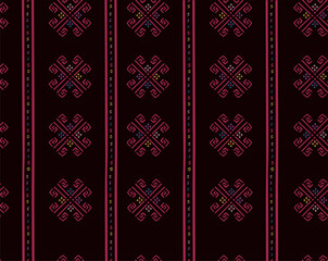 Diamond square shape seamless ethnic pattern. Red ,black and white colors. Design for fabric pattern Vector illustration