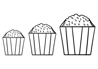 hand drawn pop corn on white background