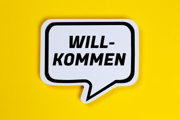 Willkommen in Sprechblase Kommunikation Konzept reden