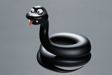 Fototapeta premium Cute black snake isolated,3d rendering illustration, BOA, king cobra.