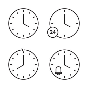 Time and clock icon. Vector linear icon set