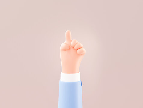 Business Hand showing one finger pointing gesture background banner 3d cartoon illustration