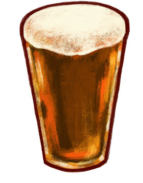 Cold beer with foam alcohol booze drink hand digital painting illustration