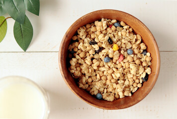 Breakfast cereal on the table