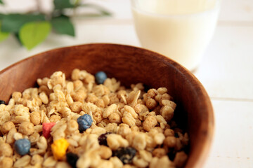 Breakfast cereal on the table