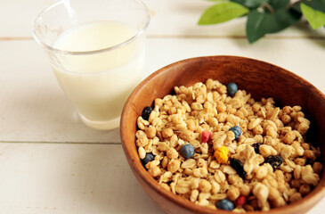 Breakfast cereal on the table