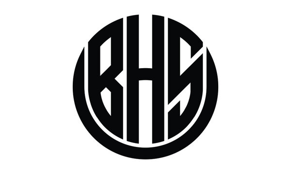 BHS shield with round shape logo design vector template | monogram logo | abstract logo | wordmark logo | lettermark logo | business logo | brand logo | flat logo.
