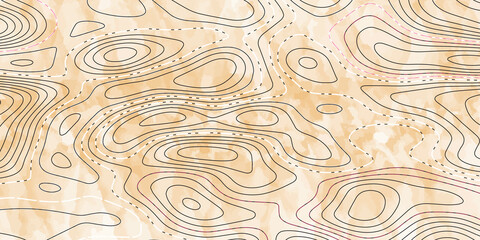 Topographic map background concept. Vector abstract illustration. Geography concept. The stylized height of the topographic map contour in lines and contours on map background.