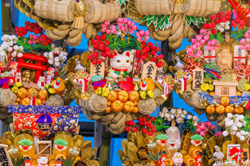 酉の市　熊手　神社　縁起物　商売繁盛　縁日