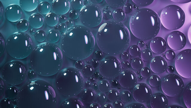 Condensation Drops Background. Teal and Purple, Glossy Banner.